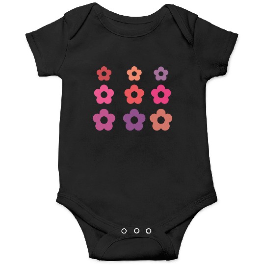 Large and small pink multi-colored flowers Onesies