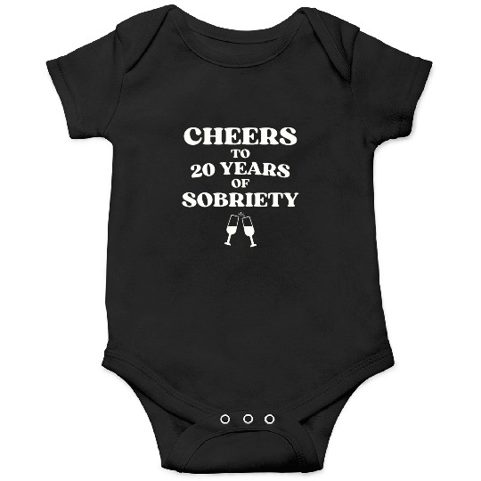 Cheers to 20 YEARS of Sobriety Sober Humor Fun Cel Onesies