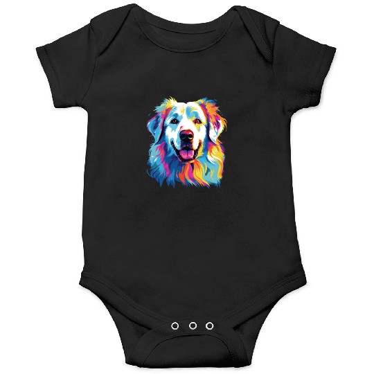 Watercolor Colorful Great Pyrenees Onesies