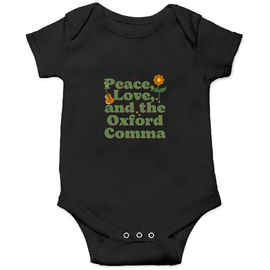 Funny Oxford Comma Peace Love and the Oxford Comma Onesies