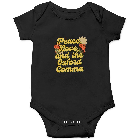 Funny Oxford Comma Peace Love and the Oxford Comma Onesies