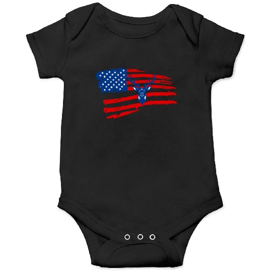 American flag Hunting deer Onesies