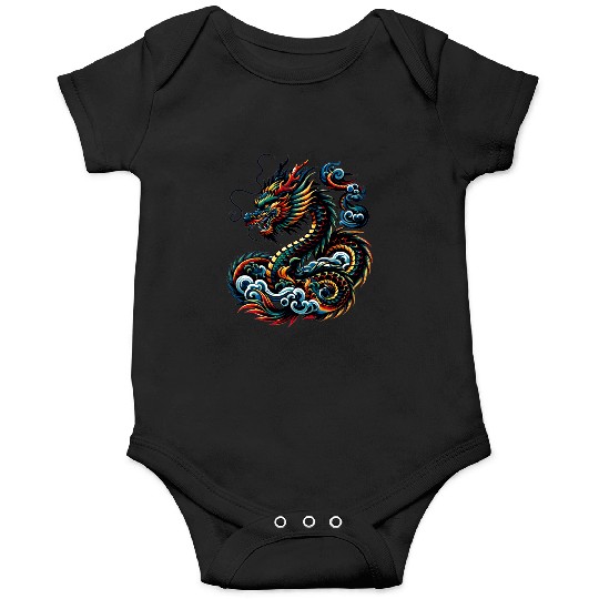 Colorful Dragon Zodiac Chinese Dragon Art Onesies