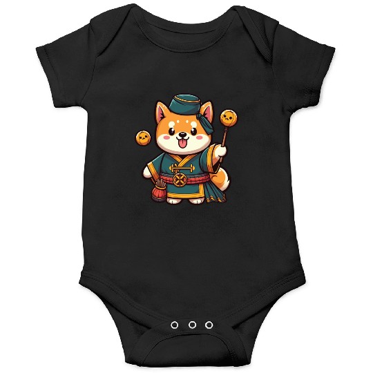 Cute Shiba Inu Magician Green Taoist with Staff Onesies