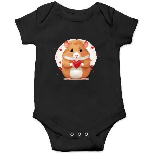 Hamster love heart valentine day motif Onesies
