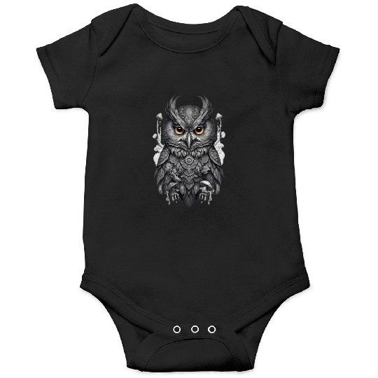 mythic black and white mandala owl Onesies