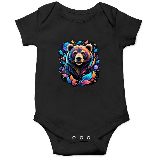 Mystical Galaxy Bear - Celestial Wilderness Art Onesies