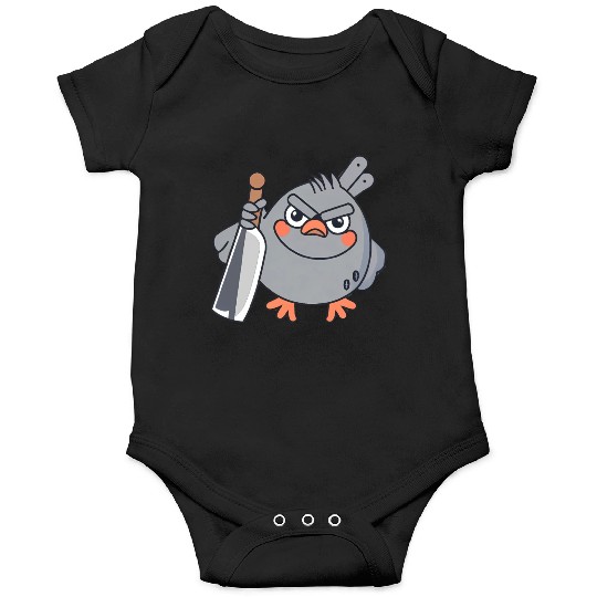 A pigeon holds a knife and is angry Onesies