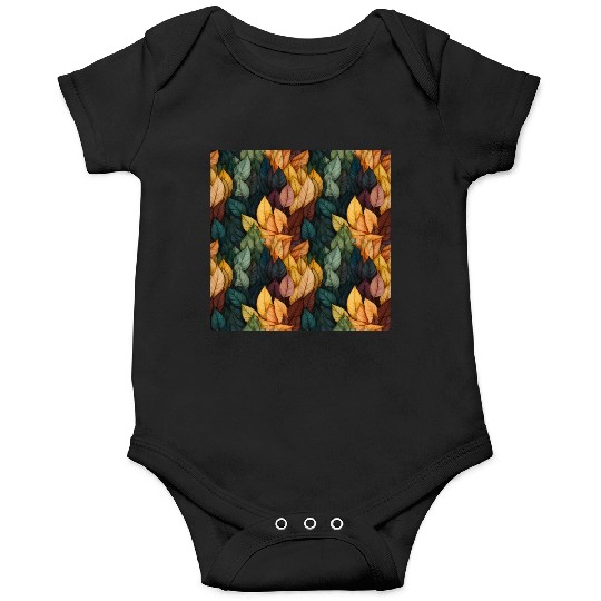 Colorful Fall Leaves Pattern Onesies
