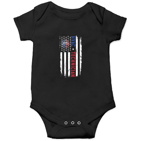 HVAC Technician US American Flag HVAC Mechanic Eng Onesies
