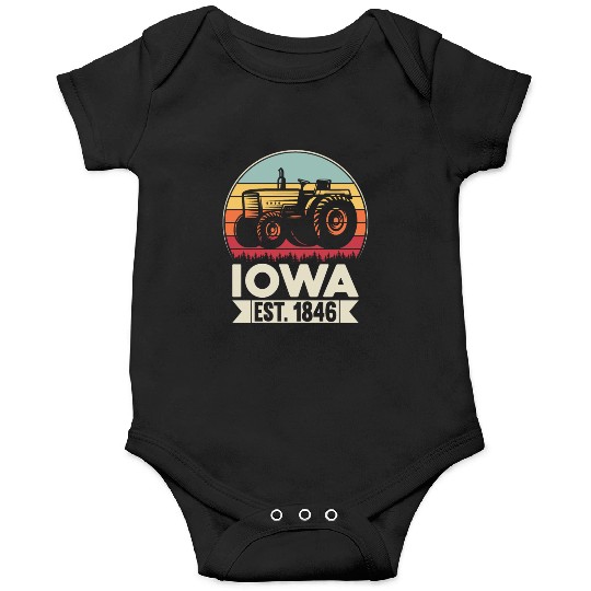 Iowa Vintage Tractor Farmer Gifts Onesies