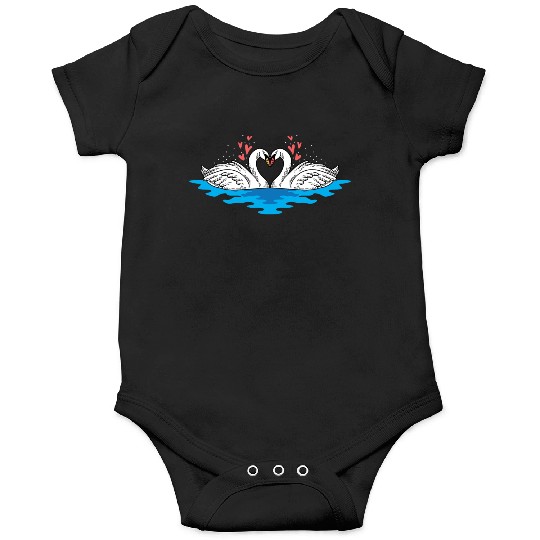 Couple Heart Swan Husband and Wife Gift Onesies