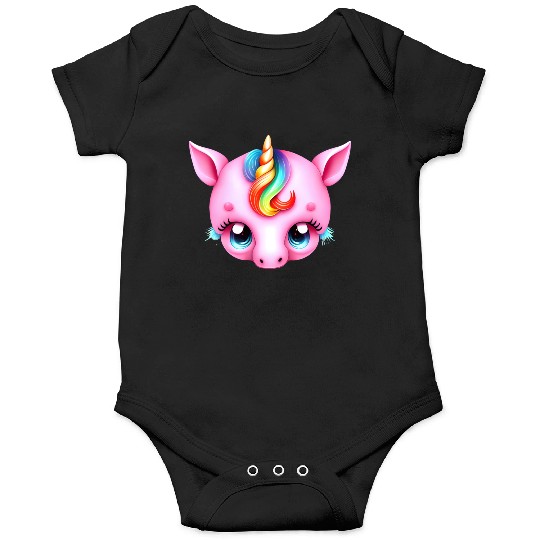 Pink Baby Rainbow Unicorn Head Onesies
