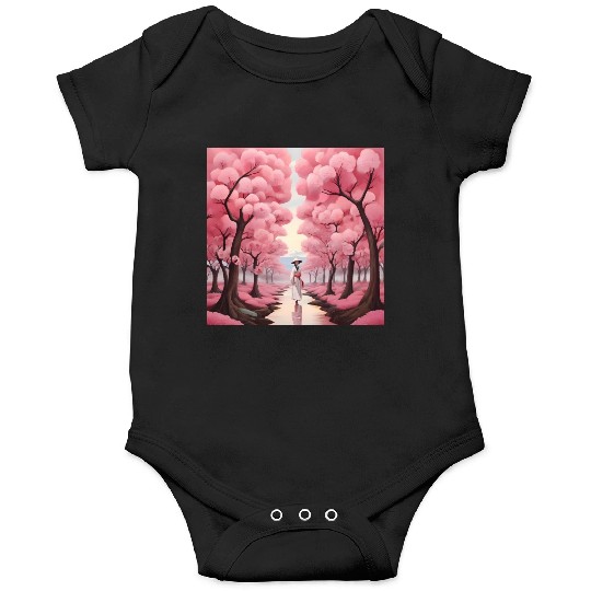 Japanese style art with cherry blossom festival Onesies