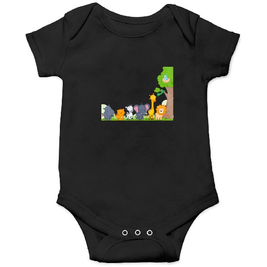 Multi zoo animals lion giraf elephant Onesies