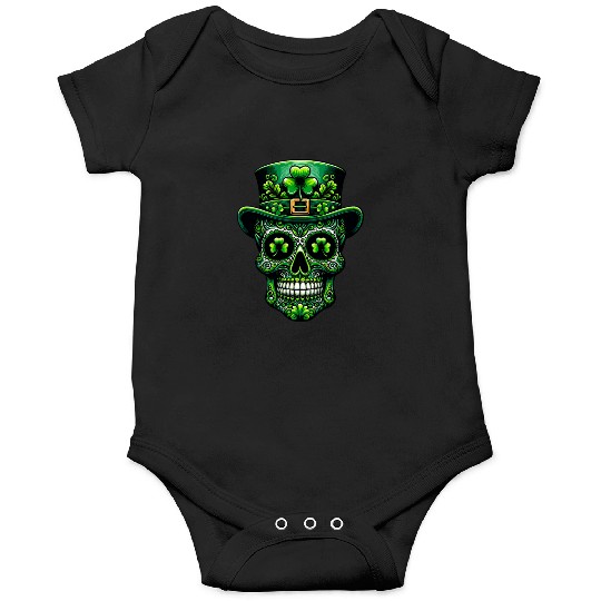 St Patricks Day Irish Sugar Skull Day Of Dead Onesies