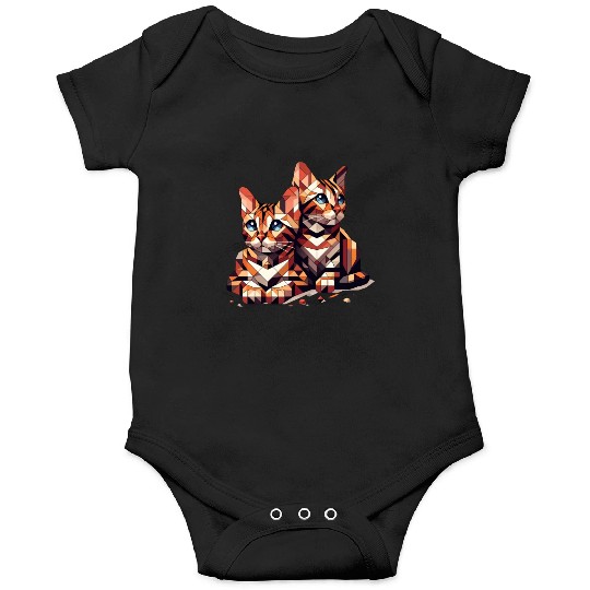 Bengal Kittens Geometric Shape Onesies