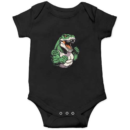T Rex Dinosaur Biceps Tattoo I Love Dad Onesies