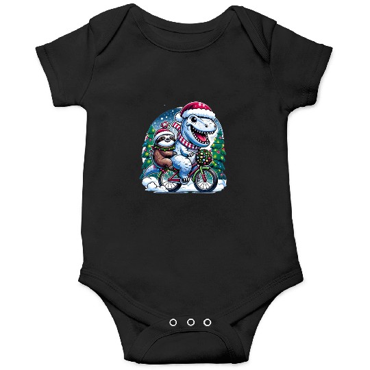 Winter Wonderland T-Rex and Sloth Cycling Duo Onesies