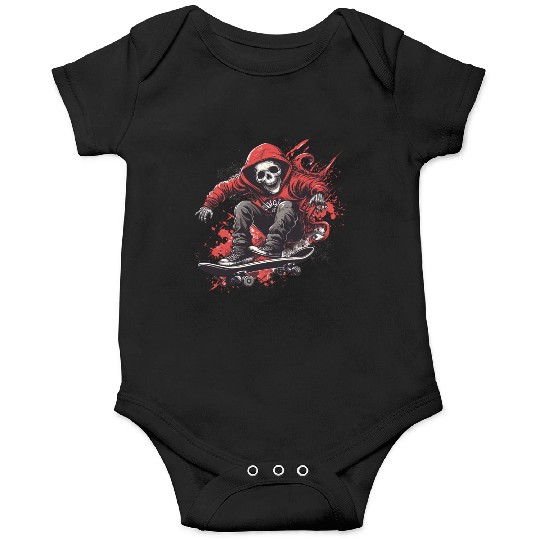 Skeleton Skull Skater Skateboarder Skateboard Onesies