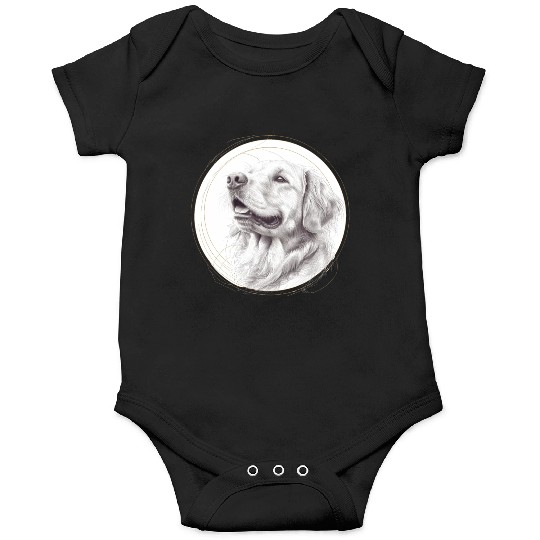 Golden retriever portrait pencil sketch Onesies