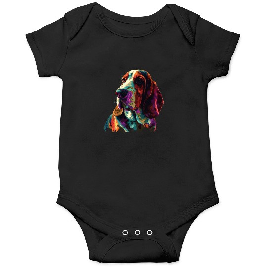 Watercolor Colorful Basset Hound Onesies