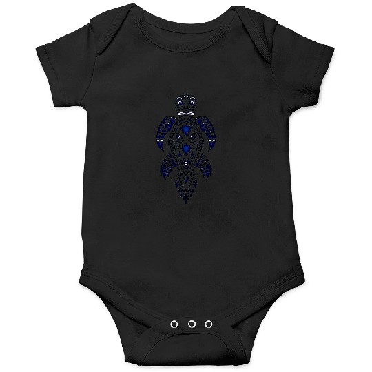 Turtle Tribal Blue Turtle Onesies