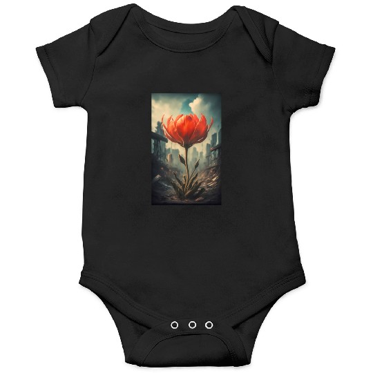 The last red flower in a dystopian future Onesies