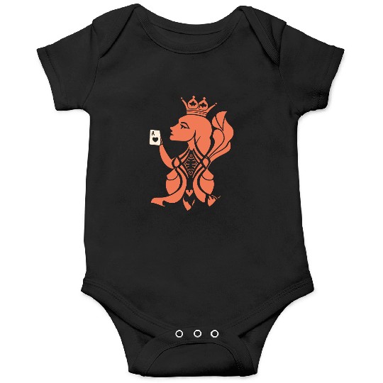 Queen Hearts Playing Card Design 2 Color Vector Onesies