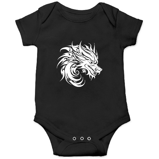 Roaring Chinese Dragon In Tattoo Style Onesies