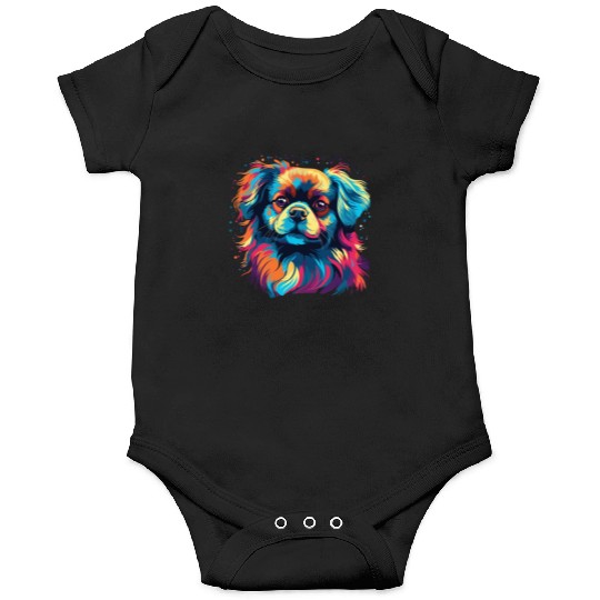 Watercolor Colorful Tibetan Spaniel Onesies