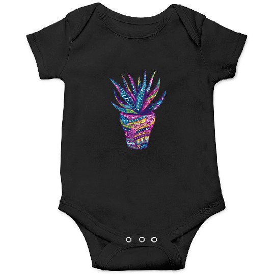 Psychedelic Aloe Vera Succulent Plant Garden Onesies