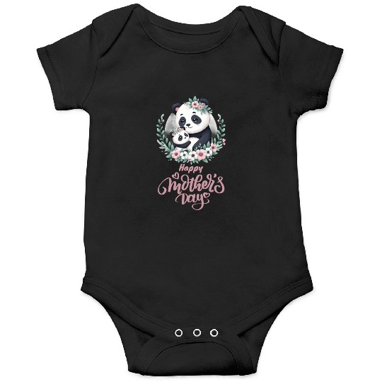 Happy Mother's Day Floral Wreath Mum Panda Onesies