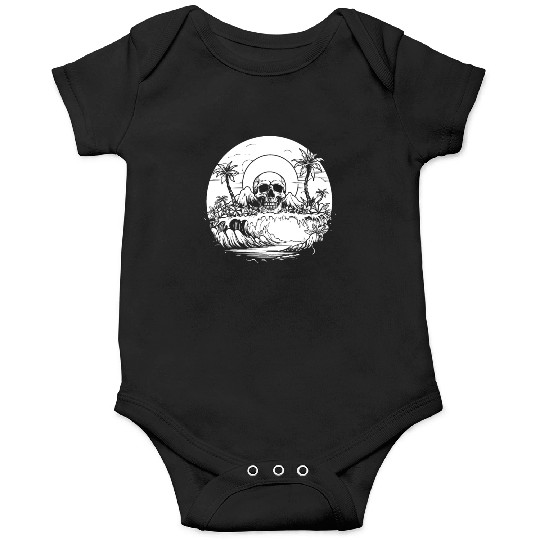Surfing Surfer Sunset Skull Nature Onesies
