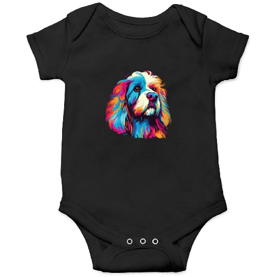 Watercolor Colorful Tibetan Spaniel Onesies