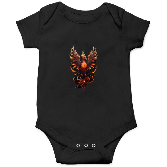 Fiery Phoenix Tattoo Design - Flight of Rebirth Onesies
