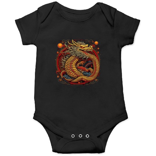 Chinese dragon. Dragon in a circle. Onesies