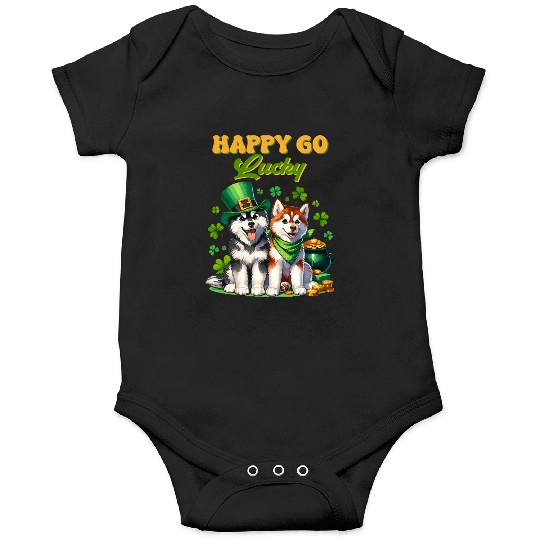 Happy Go Lucky Cute Husky St Patricks Day Onesies