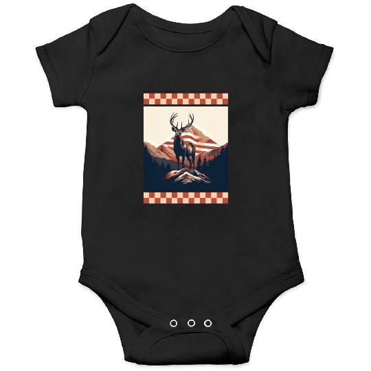 Mountain Range American Flag Rock Camo Deer Peak Onesies