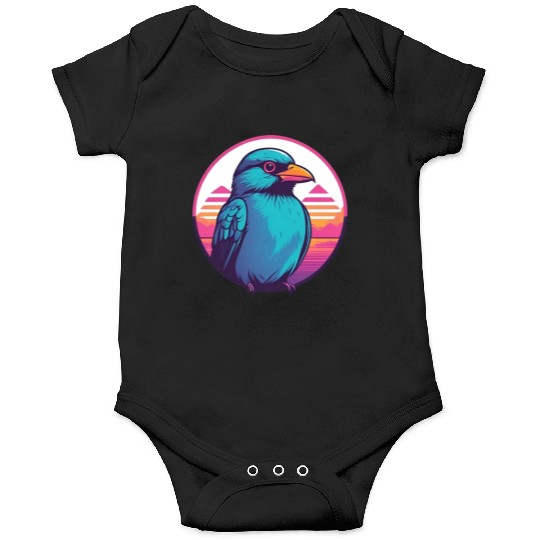 Synthwave Blue Bird 2 Onesies