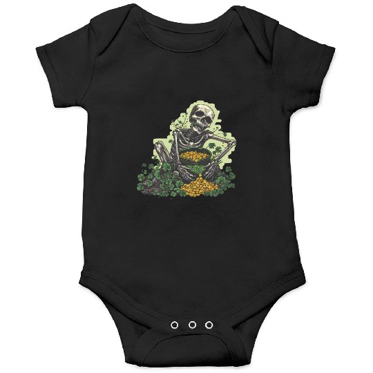 St Patricks Skeleton Pot of Gold Onesies