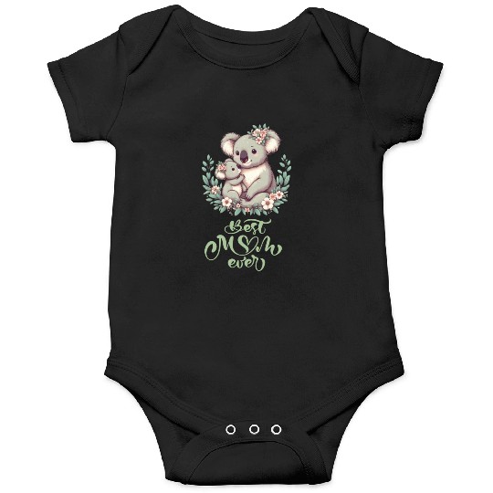 Best Mom Ever Koala Embrace Floral Wreath Onesies