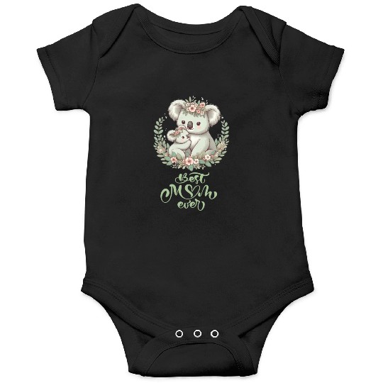 Best Mom Ever Koala Embrace Floral Wreath Onesies