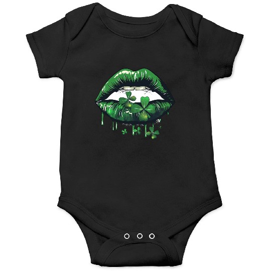 St Patrick Irish Green Lips Onesies