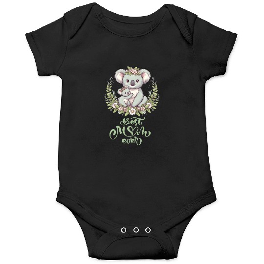 Best Mom Ever Koala Embrace Floral Wreath Onesies