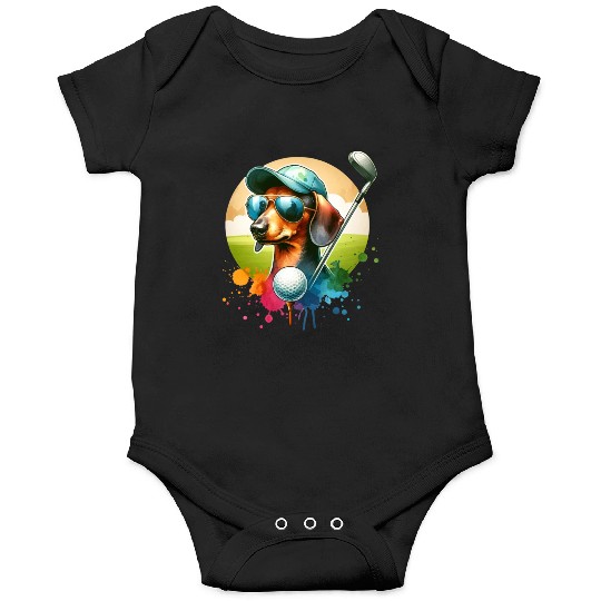 Cool Golf Player Dachshund Wiener Dog Design Onesies