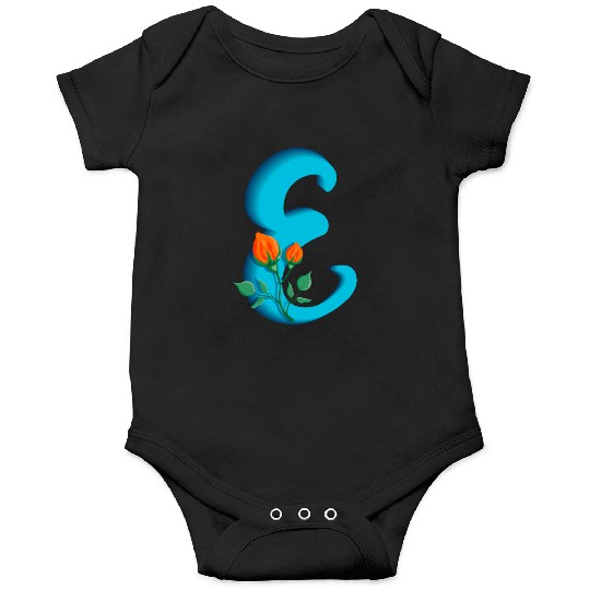 Three dimensional capital letter E rose monogram Onesies