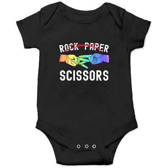 Lesbian Pride Rock Paper Scissors Funny LGBTQ Onesies