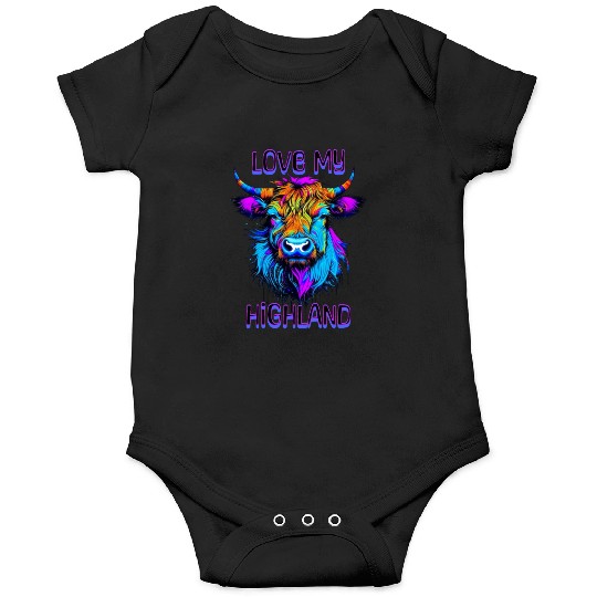 I Love My Highland | Psychedelic Cow Art Onesies