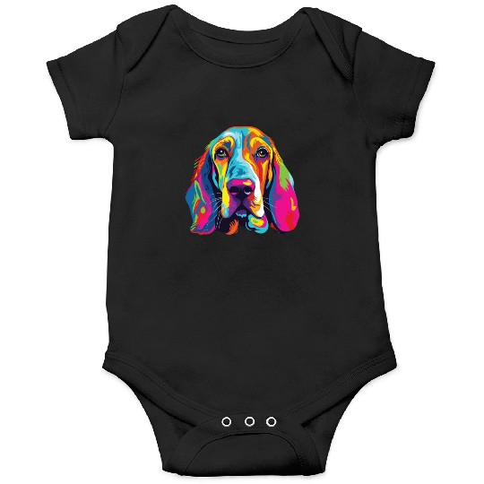 Watercolor Colorful Basset Hound Onesies
